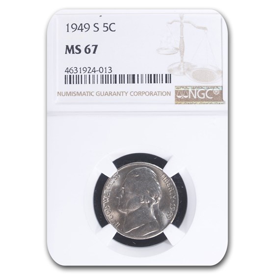1949-S Jefferson Nickel MS-67 NGC 1949-S Jefferson Nickel MS-67 NGC
